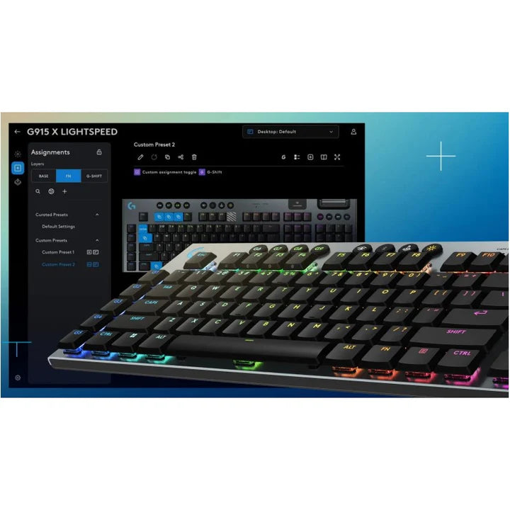 لوجيتك G915، X LIGHTSPEED، لوحة مفاتيح لاسلكية منخفضة الارتفاع للألعاب