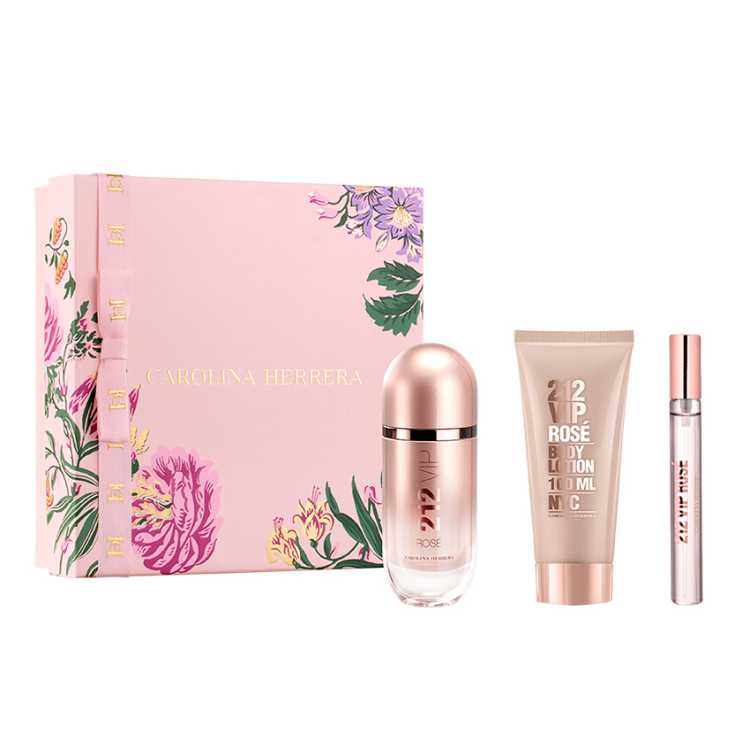Carolina Herrera 212 Vip Rose Gift Set For Her - 100 ml - 3 Pcs Set