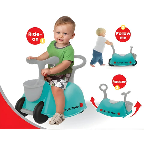 BAT-Y Motor Town 3-in-1 Ride-On - Blue