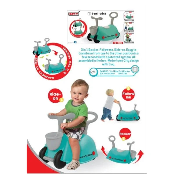 BAT-Y Motor Town 3-in-1 Ride-On - Blue
