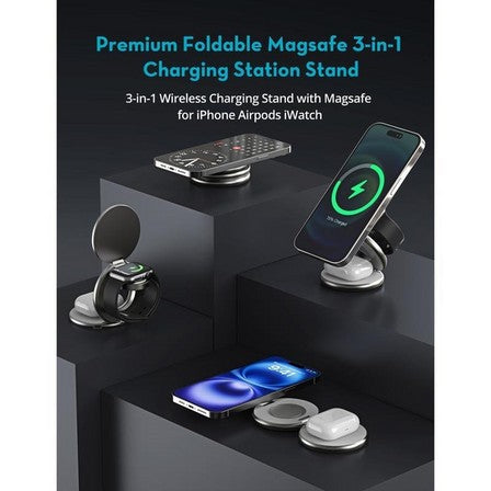 RAVPower RP-WC1008 Premium Foldable 3 in 1 Wireless Charger 15W