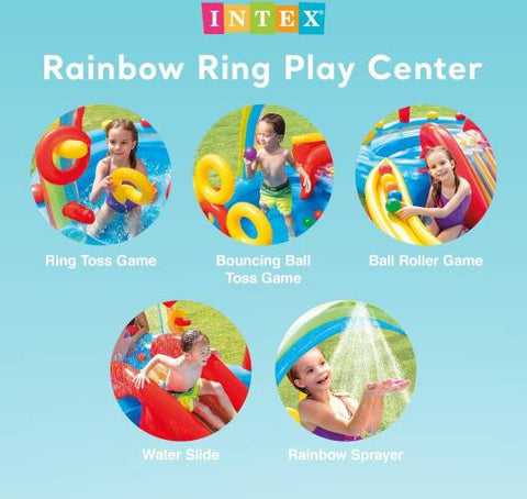 INTEX Rainbow Ring Play Center ,2 Years And Above, Multi Color, 57453Np