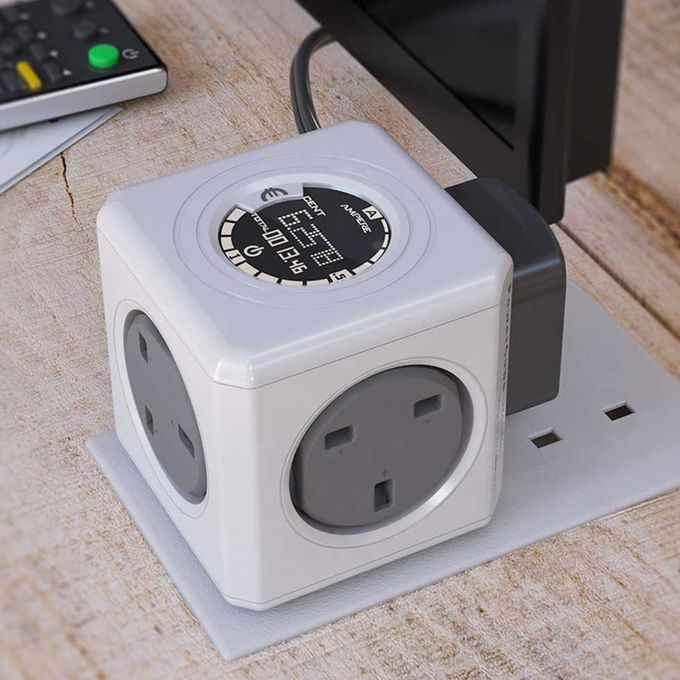 PowerCube Original Monitor UK – 4-Socket Wall Power Cube with Energy Monitoring