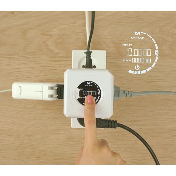 PowerCube Original Monitor UK – 4-Socket Wall Power Cube with Energy Monitoring