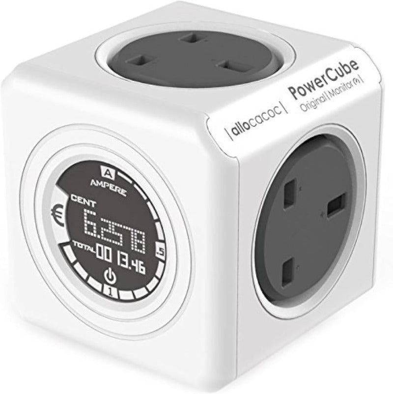 PowerCube Original Monitor UK – 4-Socket Wall Power Cube with Energy Monitoring