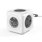 PowerCube Extended Monitor UK بطول 1.5 م – مشترك كهرباء مكعّب بـ4 مقابس مع شاشة لقياس استهلاك الطاقة