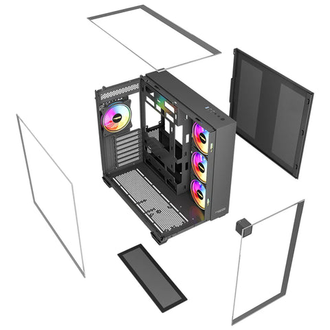 Twisted Minds, Warden Rider Tempered Glass ATX Mid Tower Gaming Case - Black