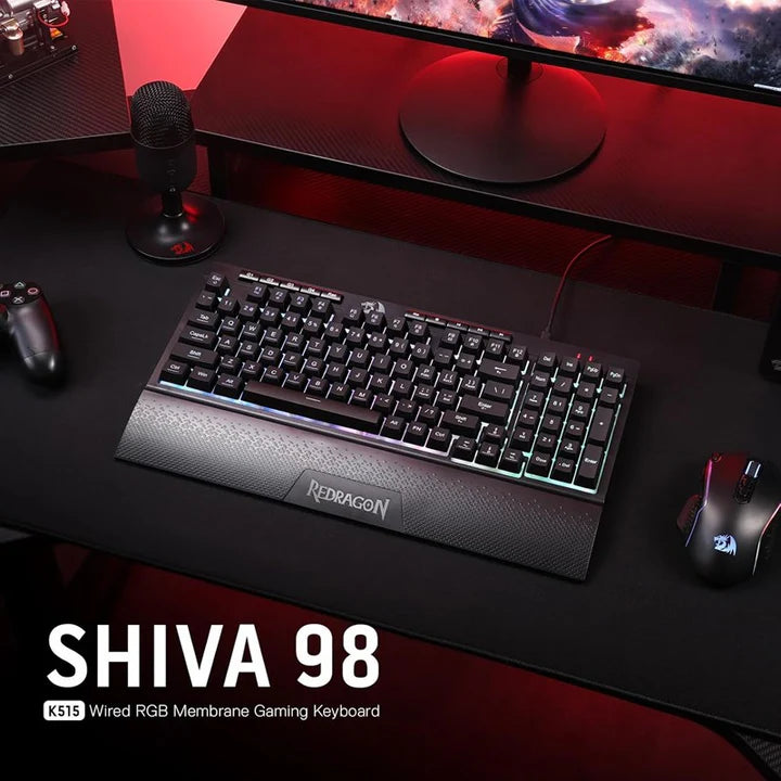 ريدراجون K515، شيفا لوحة مفاتيح ألعاب غشائية RGB سلكية - أسود
