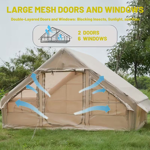 Inflatable Waterproof Family Camping Tent with Manual Air Pump – 6–8 Persons