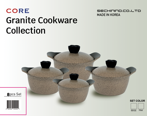 Core Granite Cookware Collection 8 Pcs Set 32+28+24+20cm