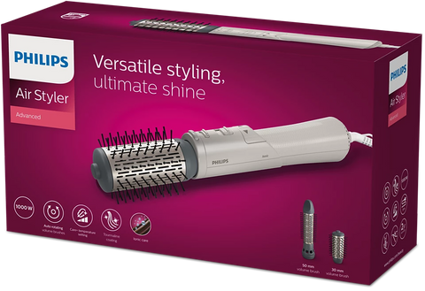Philips, 7000 Series Air Styler 1000W – Rotating ThermoBrush with Ionic Care, 30mm & 50mm Brushes for Volume & Shine