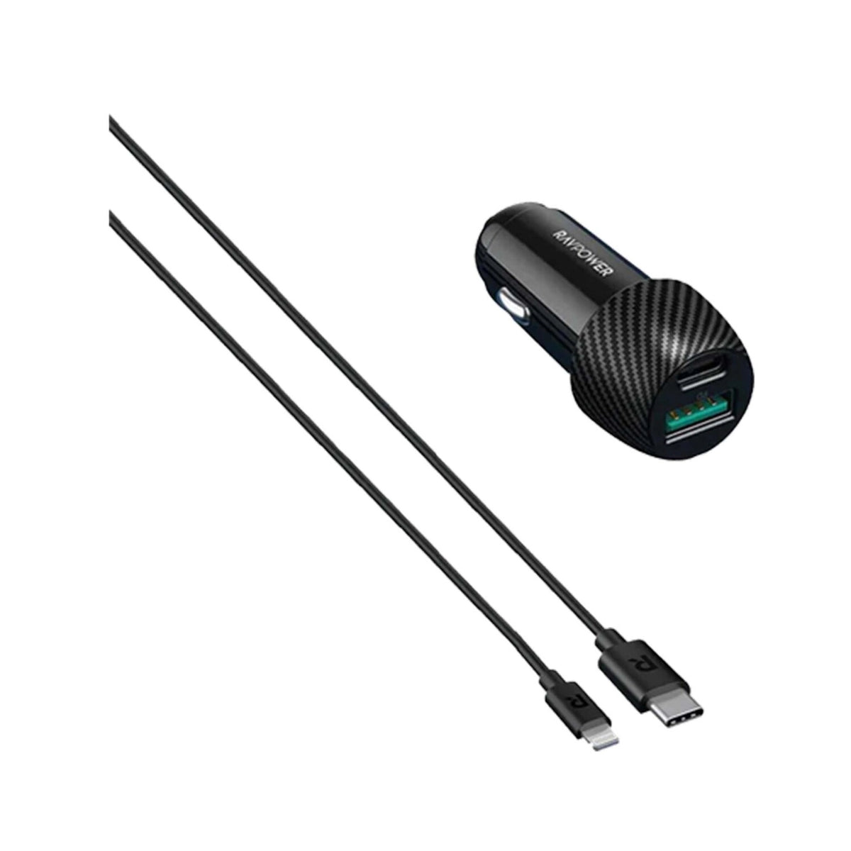 شاحن سيارة RAVPower RP-VC031 إجمالي 44 واط + مجموعة 1 متر باللون الأسود 
