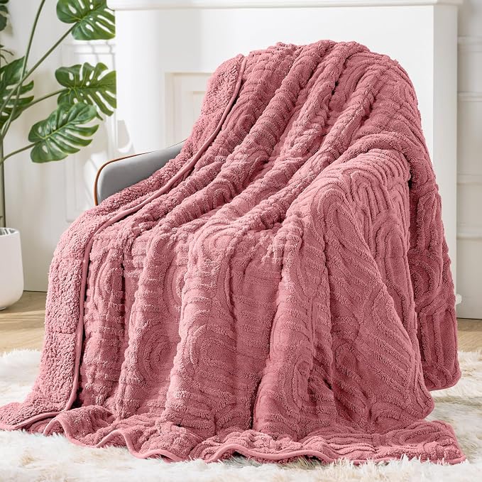Wajade Fleece Throw Blanket, Fluffy Faux Fur Blanket for Bed Sofa Couch, Soft Warm Thick Blanket,Size 200X230 CM