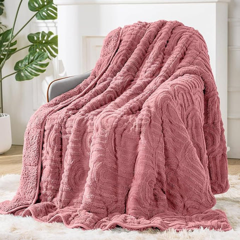 Wajade Fleece Throw Blanket, Fluffy Faux Fur Blanket for Bed Sofa Couch, Soft Warm Thick Blanket,Size 200X230 CM