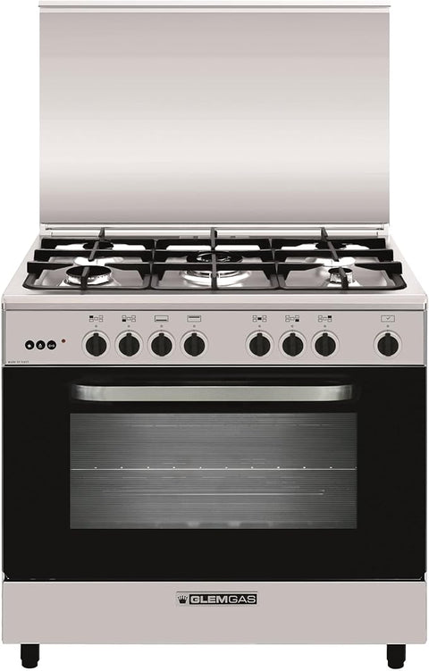 Glem Gas Cooker 90x60, 5 Burners, Stainless Steel