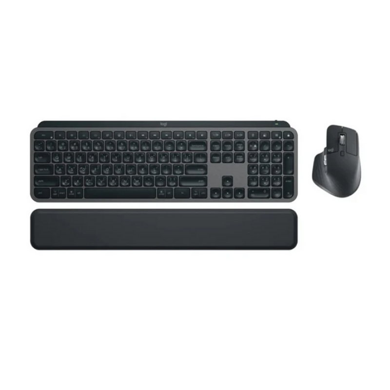 طقم Logitech MX Keys S كيبورد وماوس لاسلكي احترافي عربي/إنجليزي بإضاءة خلفية – رمادي غرافيت