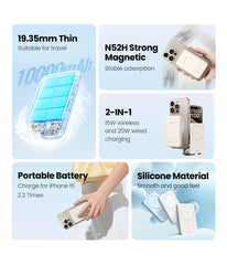 UGREEN 10000mAh PD-20W Magnetic Wireless15W Power Bank Beige PB561