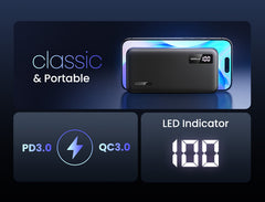 UGREEN 10000mAh PD-20W Two-way Fast Charging Power Bank Black PB311