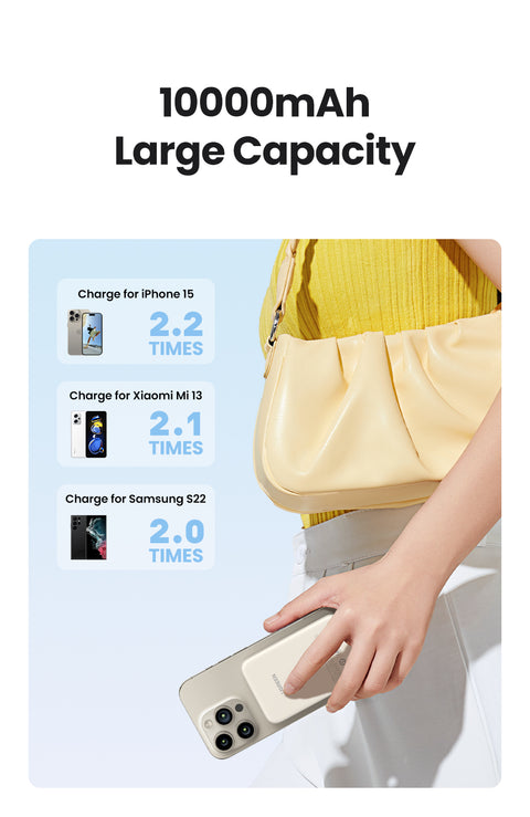 UGREEN 10000mAh PD-20W Magnetic Wireless15W Power Bank Beige PB561