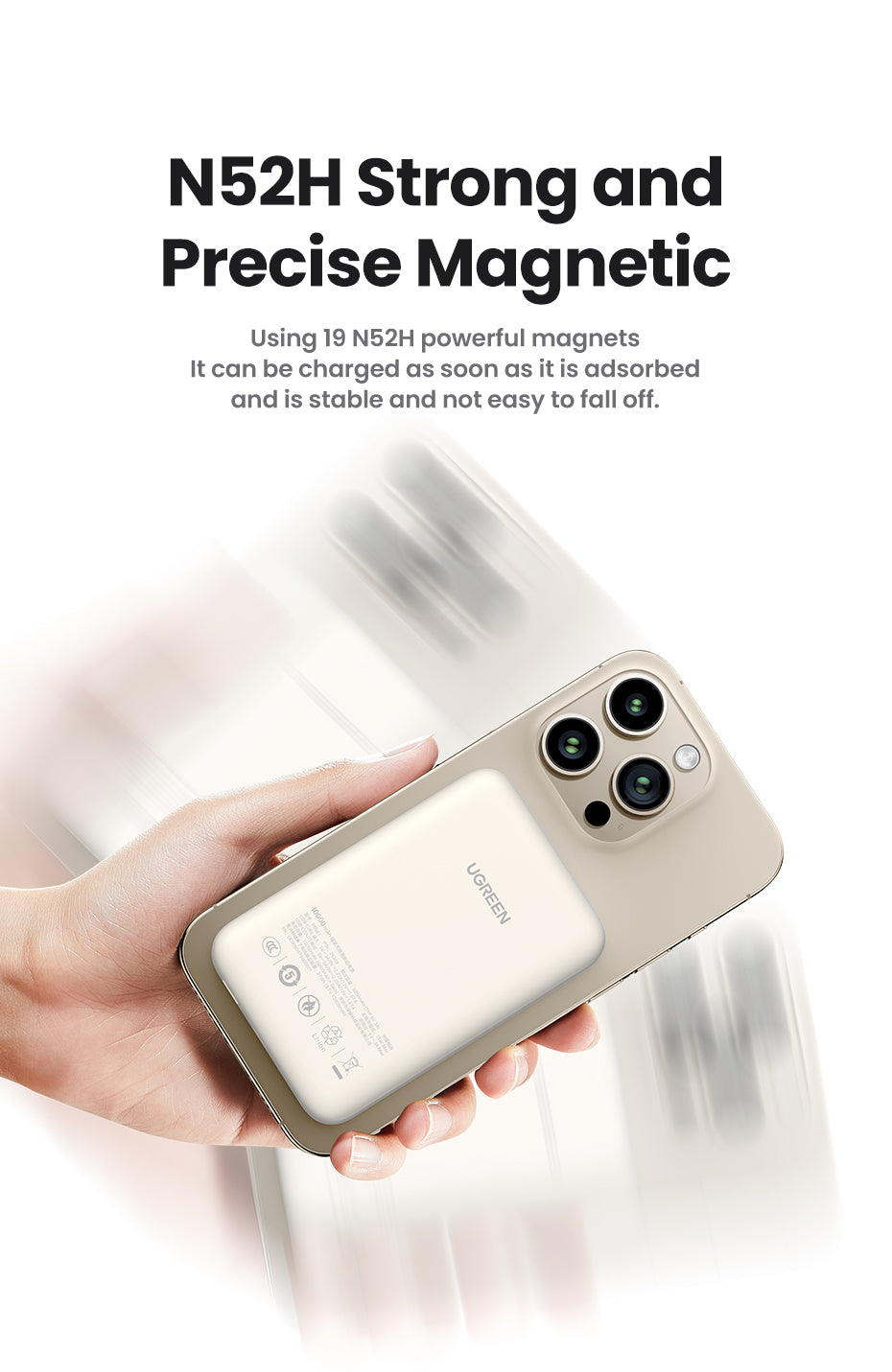 UGREEN 10000mAh PD-20W Magnetic Wireless15W Power Bank Beige PB561