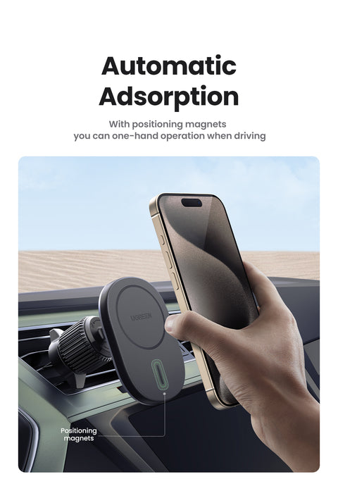 UGREEN CD345, Magnetic Car Wireless Charger 15W - Black