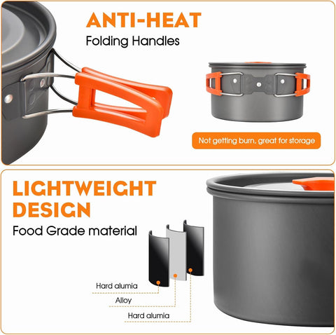 3-Piece Aluminium Camping Cookware Set with Pot, Pan, Teapot & Storage Bag