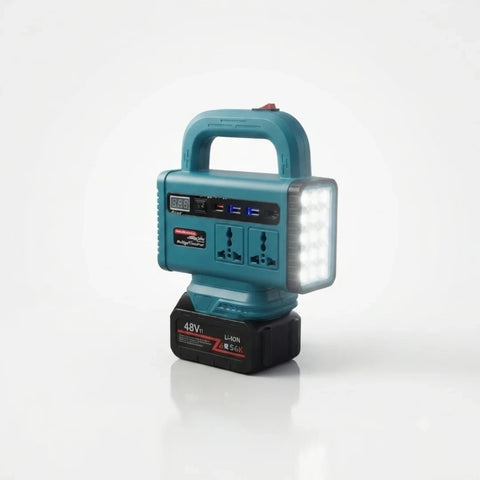 Compact 150W Portable Power Station with 68V Detachable Lithium Battery, Dual AC Outlets, 3 USB-A Ports