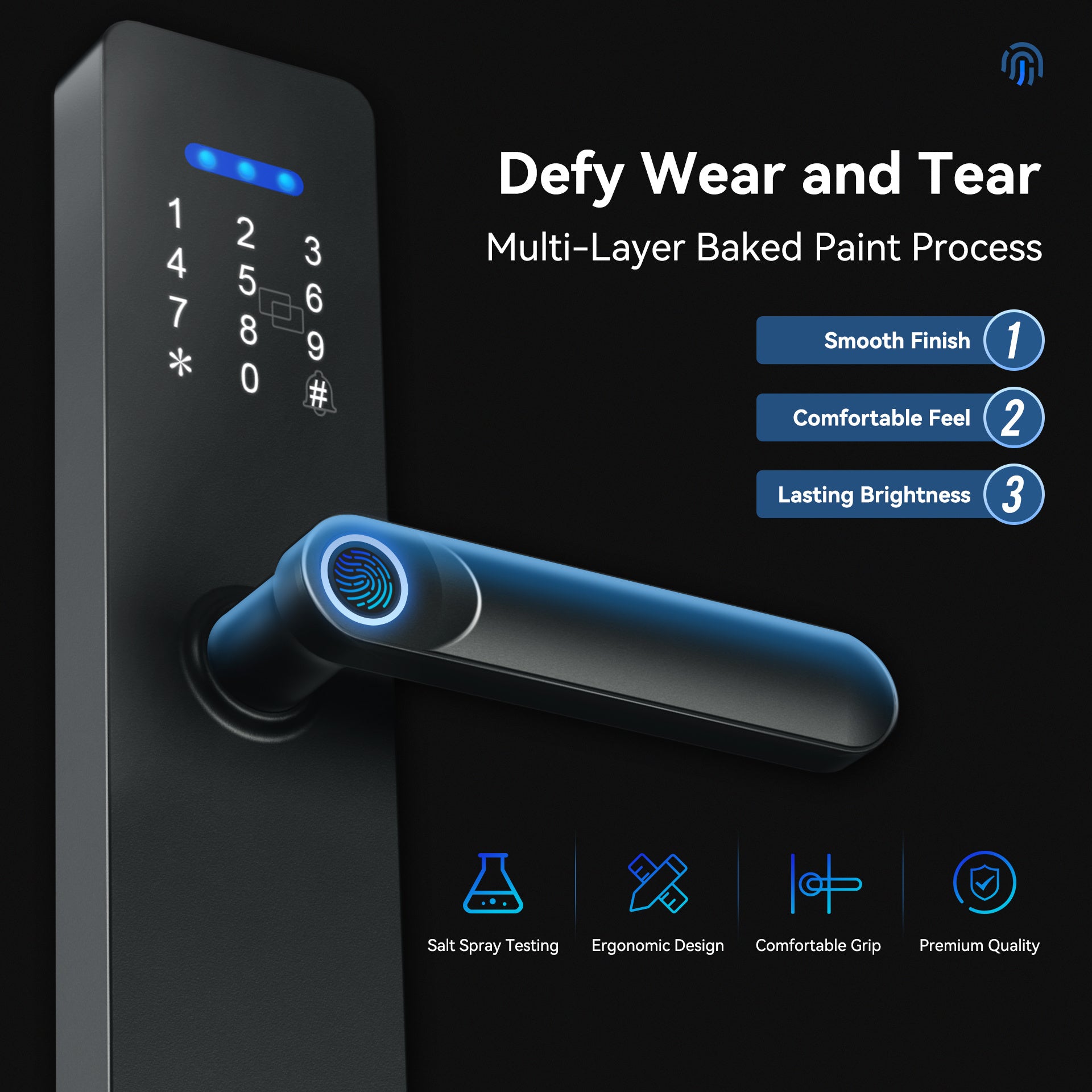 غوبيتا N003، قفل ذكي واي فاي TUYA للأبواب الخشبية مع بصمة الإصبع وRFID ورمز المرور