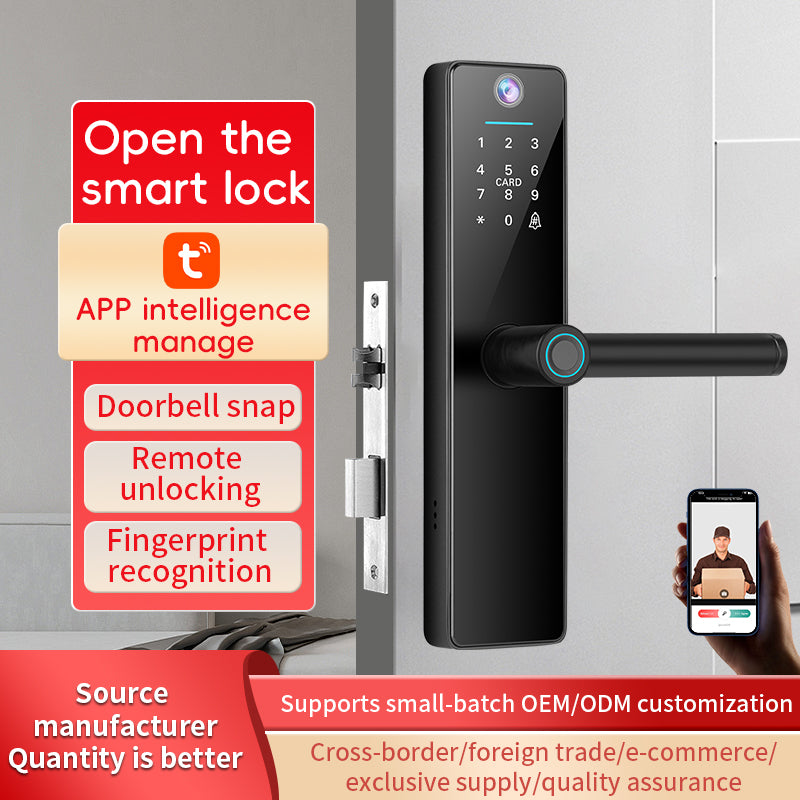 غوبيتا FY16، قفل ذكي واي فاي TUYA مع كاميرا للأبواب الخشبية، بصمة الإصبع، RFID والتحكم عبر التطبيق