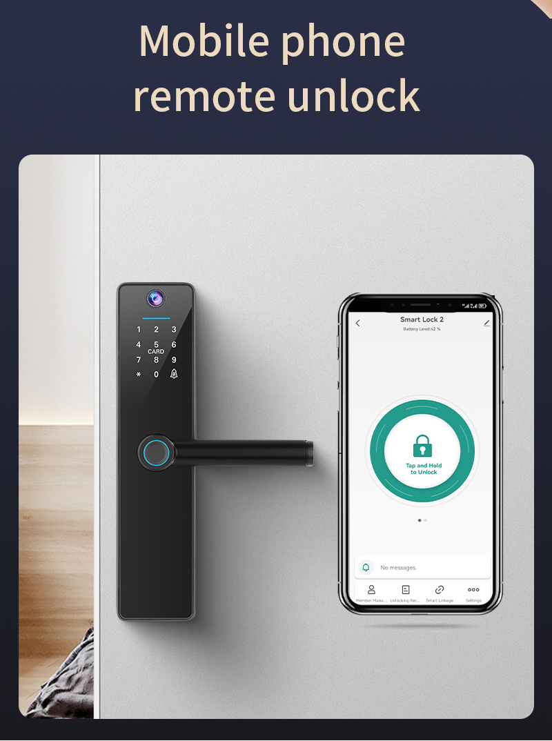 غوبيتا FY16، قفل ذكي واي فاي TUYA مع كاميرا للأبواب الخشبية، بصمة الإصبع، RFID والتحكم عبر التطبيق