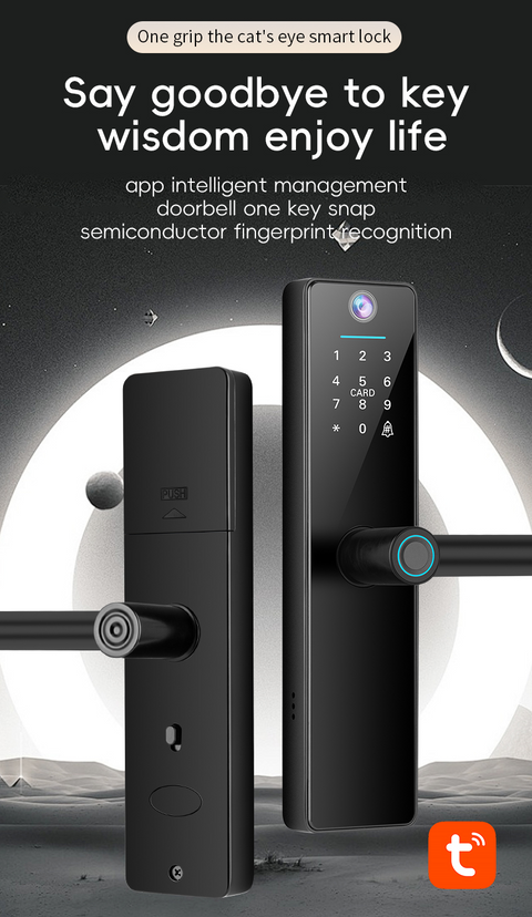 غوبيتا FY16، قفل ذكي واي فاي TUYA مع كاميرا للأبواب الخشبية، بصمة الإصبع، RFID والتحكم عبر التطبيق