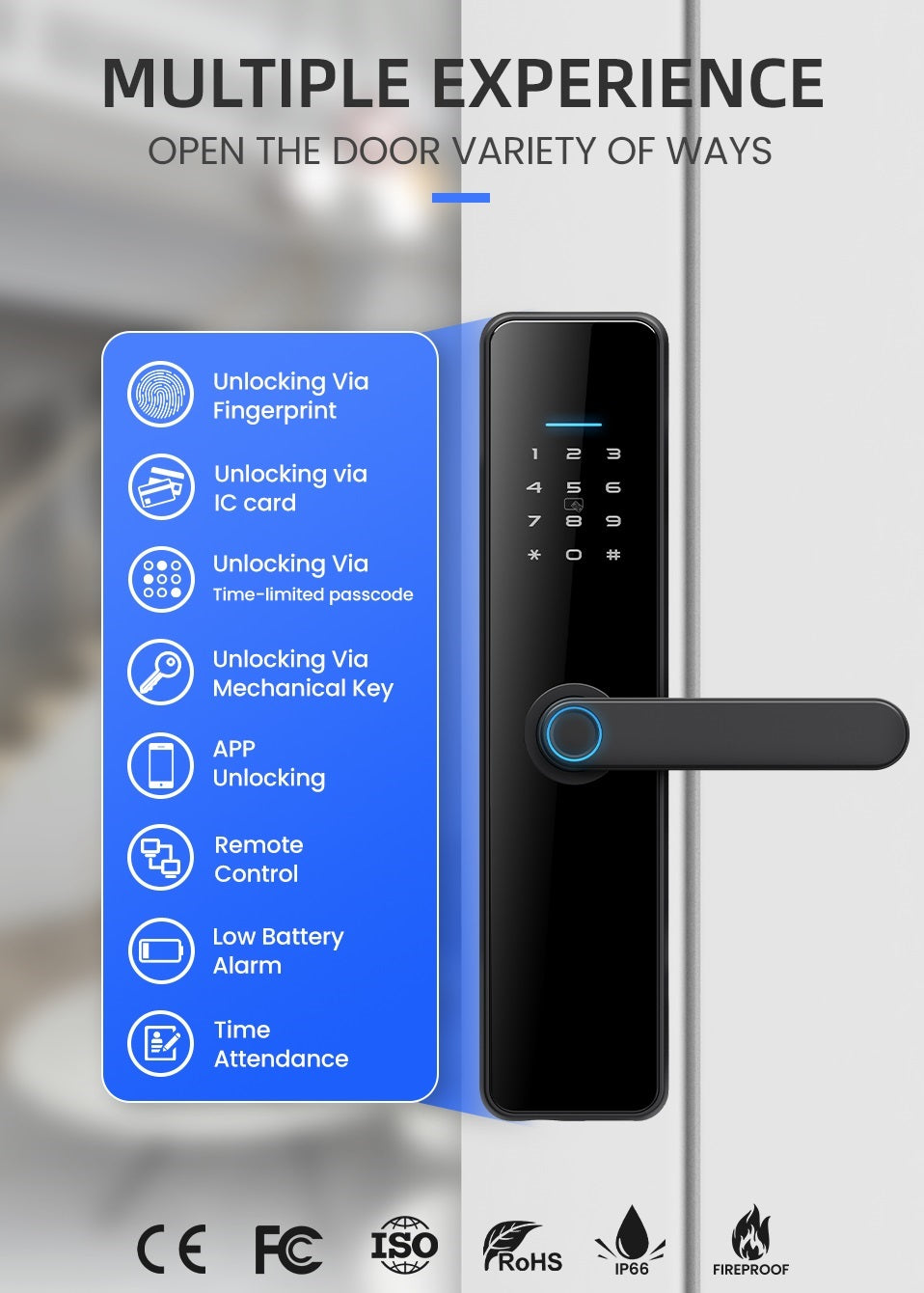 غوبيتا C91 برو، قفل ذكي للأبواب الخشبية مع تطبيق TTLock، بصمة الإصبع، RFID والوصول عبر رمز المرور