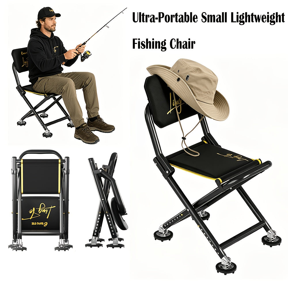 LingTe Adjustable Folding Fishing Chair with Padded Backrest & Carry Bag