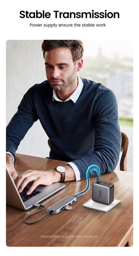 UGREEN CM219, 4-Port USB3.0 Hub with USB-C Power Supply