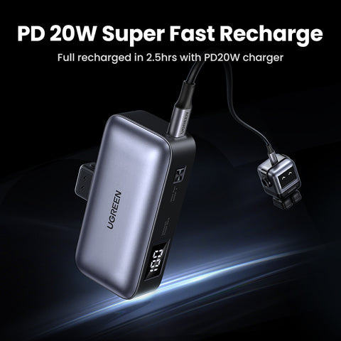 UGREEN 5000mAh Power Bank with Built-in USB-C Connector