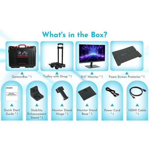 Armorr GAMERSBOX Portable Gaming Monitor, 21.5” FHD, IPS Resolution, 1920 x 1080 Freesync, 48 Hz~75 Hz for PS5, PS4, Xbox