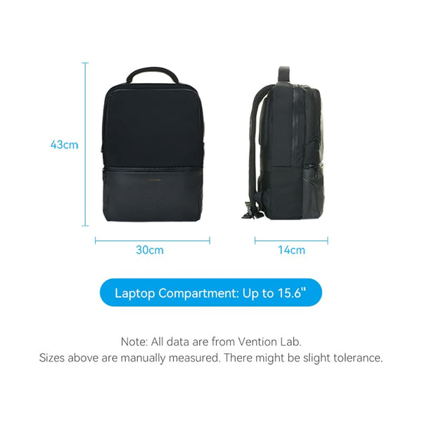 Vention Water-Repellent Laptop Backpack (43cm x 30cm x 14cm) Black