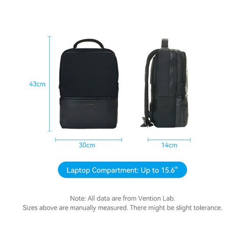 Vention Water-Repellent Laptop Backpack (43cm x 30cm x 14cm) Black