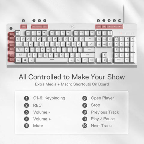 Redragon K512, Shiva RGB Backlit Membrane Wired Gaming Keyboard with Multimedia Keys