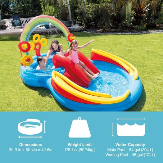 INTEX Rainbow Ring Play Center ,2 Years And Above, Multi Color, 57453Np
