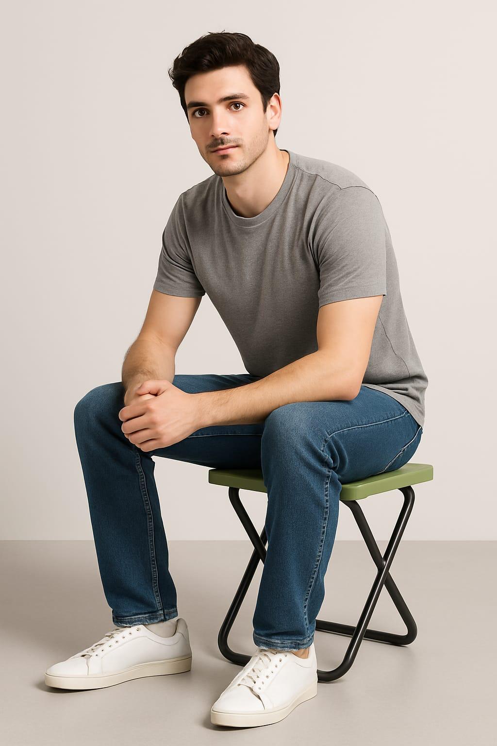 Portable Folding Stool with Durable Plastic Seat, Strong Metal X-Frame, Integrated Carry Handle and Compact Flat-Folding Design