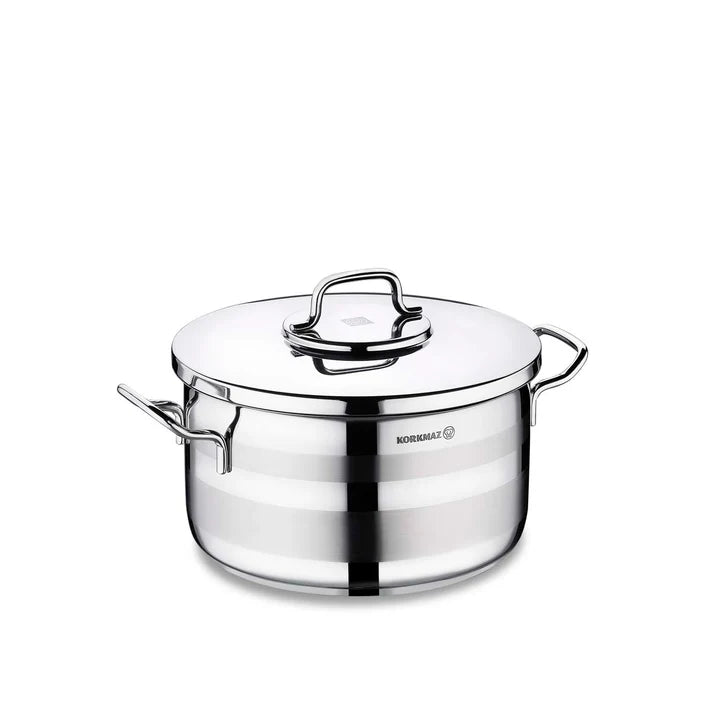 Korkmaz Astra2 A2026 Stainless Steel Casserole – 26x14 cm | 7.25L | Induction-Compatible, Premium Mirror Finish