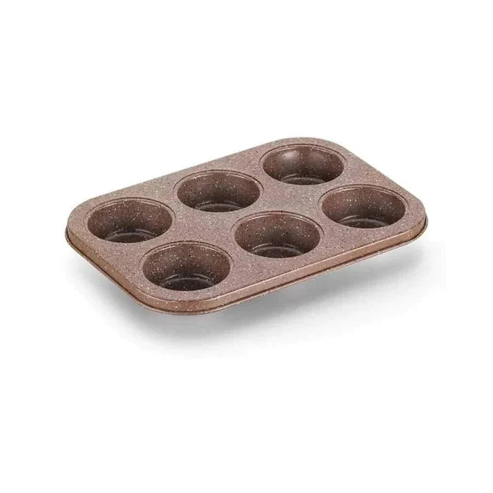 Korkmaz A651 MUFFY 6-Cup Muffin Pan – Non-Stick Carbon Steel Bakeware