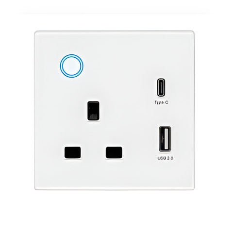 Gopeta, WiFi 13A UK Single Socket with 2 USB Outlets (USB-A & USB-C)