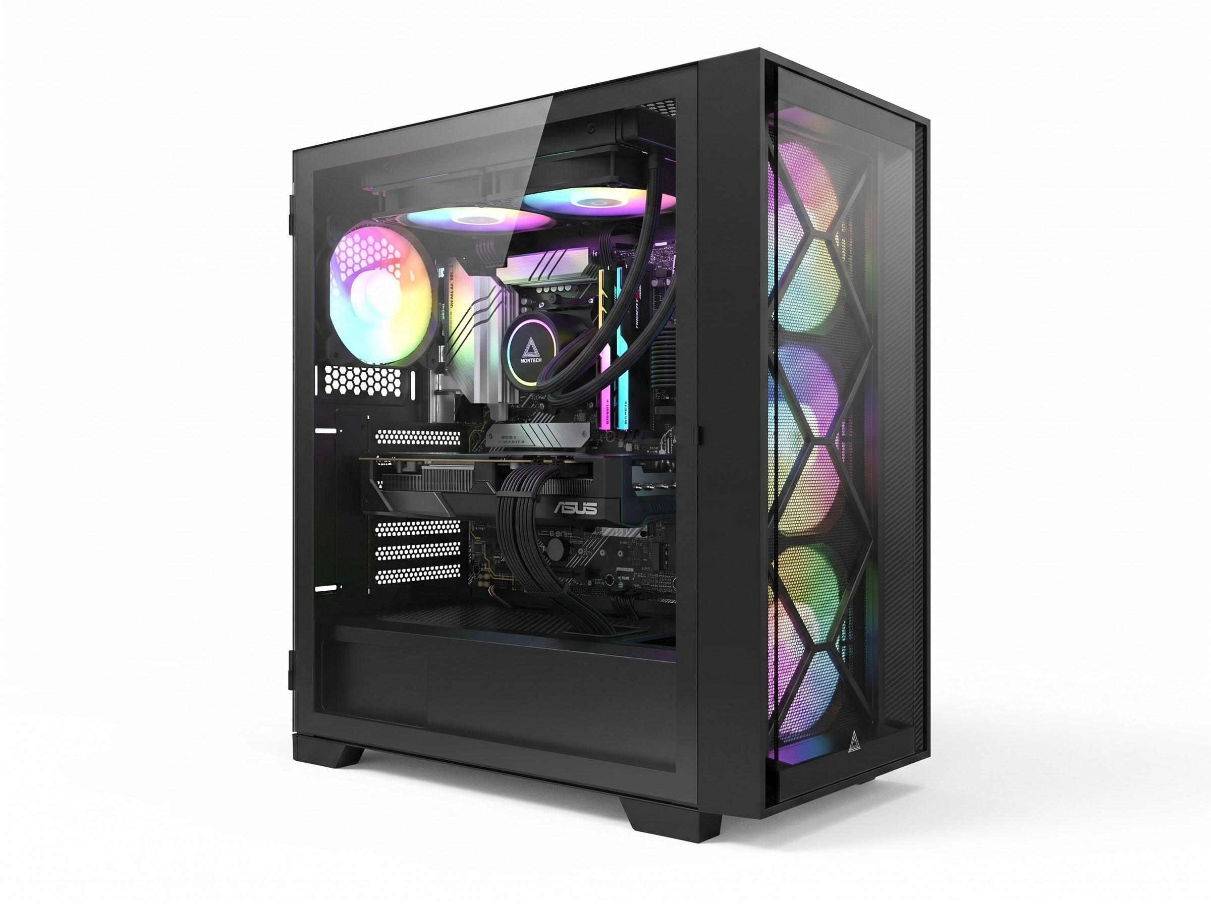 تجميعة كمبيوتر ألعاب قيمنق (Ryzen 7 7800X3D, RTX 5060 Ti 16GB) – رام 16 جيجابايت DDR5، هارد 1 تيرا بايت NVMe، مع نظام Windows 11 Pro