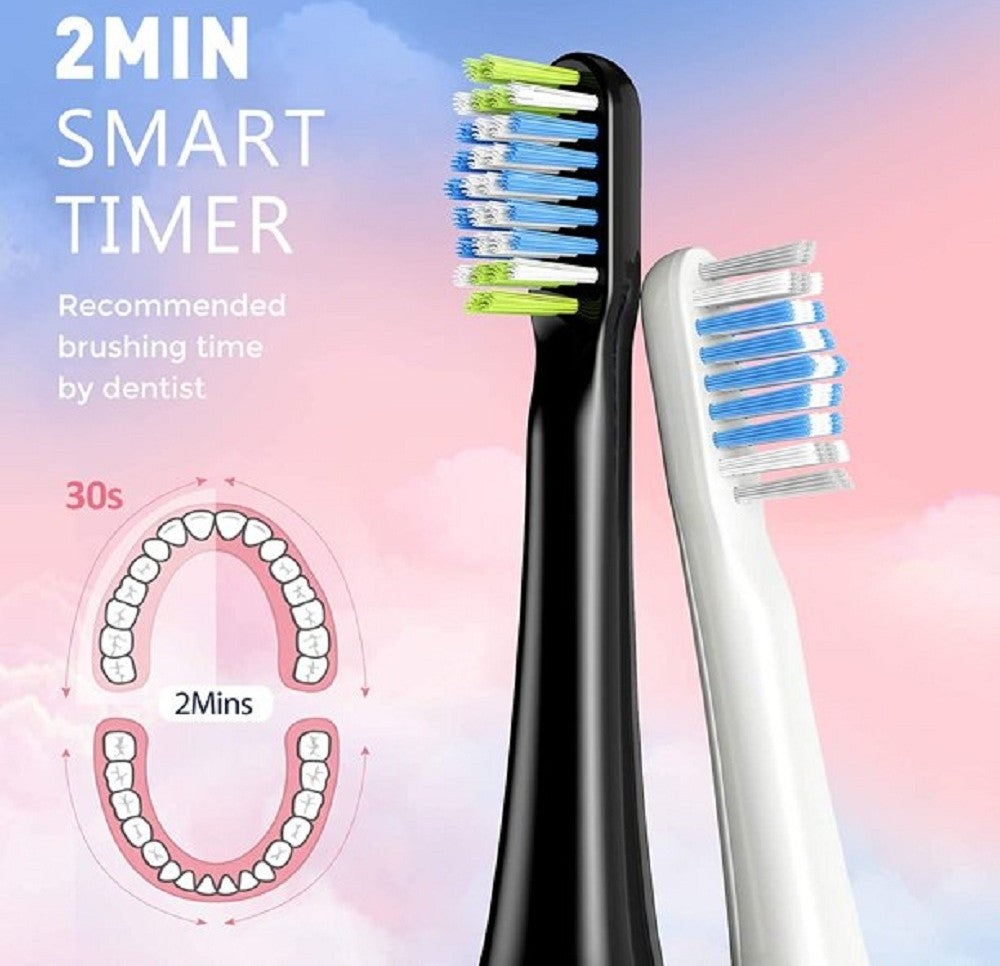 ATMOKO Sonic Duo Electric Toothbrush, Rechargeable with 40000VPM, Includes 8 Brush Heads-HP42A, Black&pink