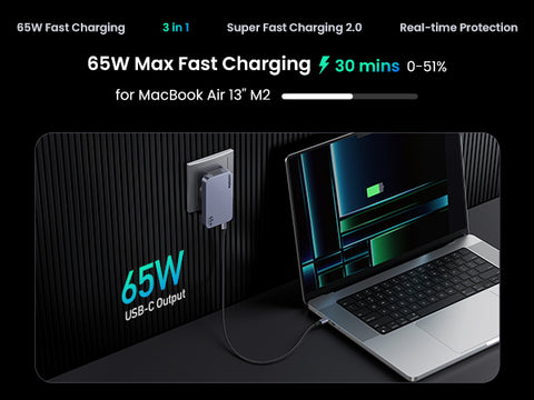 UGREEN 25356, Nexode Pro 65W 3-Port GaN Ultra-Slim Fast Charger