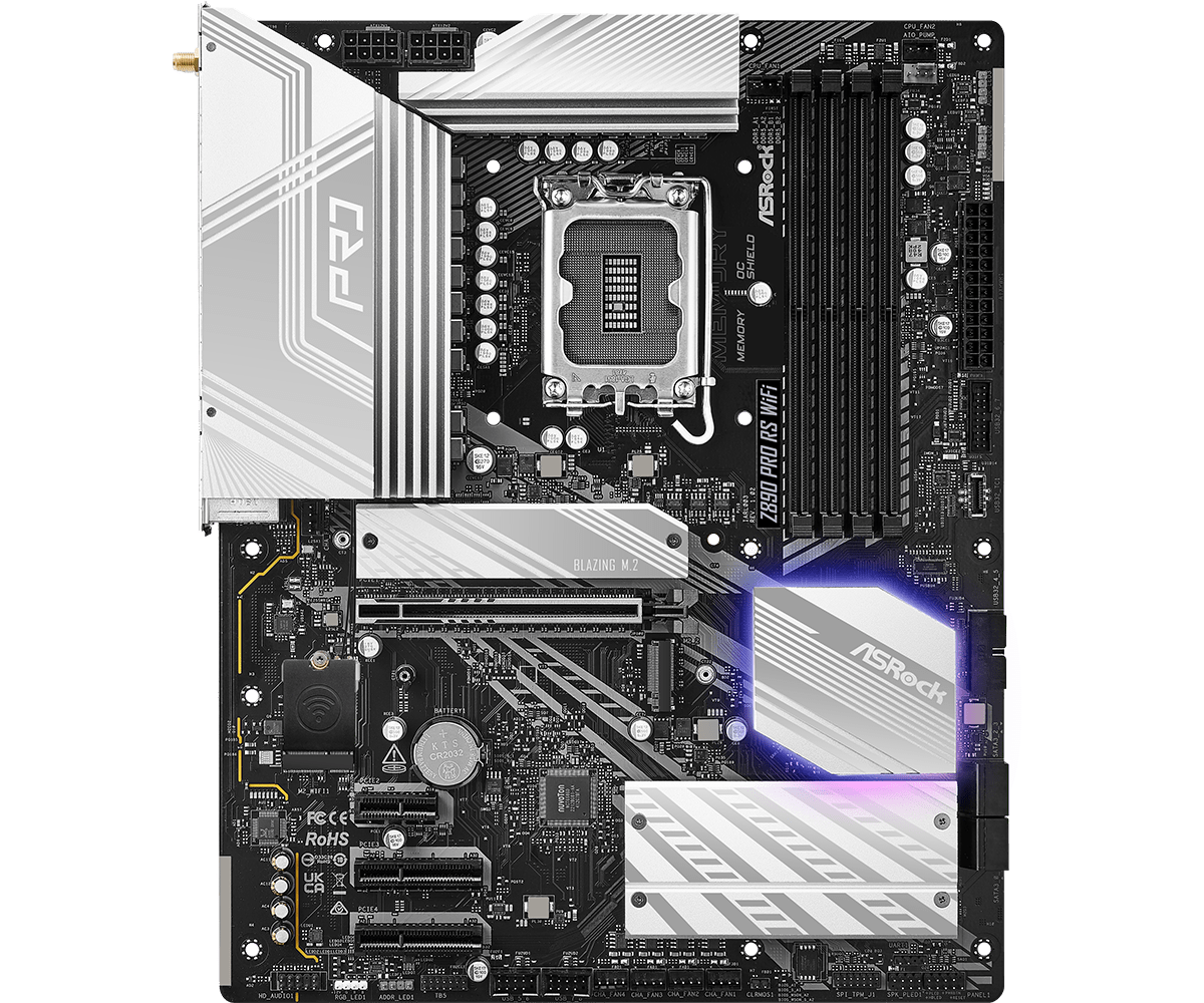 ASRock Z890 Pro RS WiFi - Intel LGA1851 ATX Motherboard, DDR5, WiFi 6E, PCIe 5.0