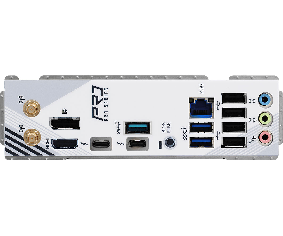أس روك Z890 Pro RS WiFi وايت - لوحة أم Intel LGA1851 ATX، DDR5، WiFi 6E، Thunderbolt 4