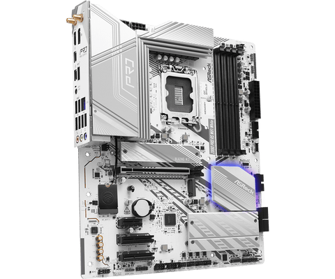 أس روك Z890 Pro RS WiFi وايت - لوحة أم Intel LGA1851 ATX، DDR5، WiFi 6E، Thunderbolt 4